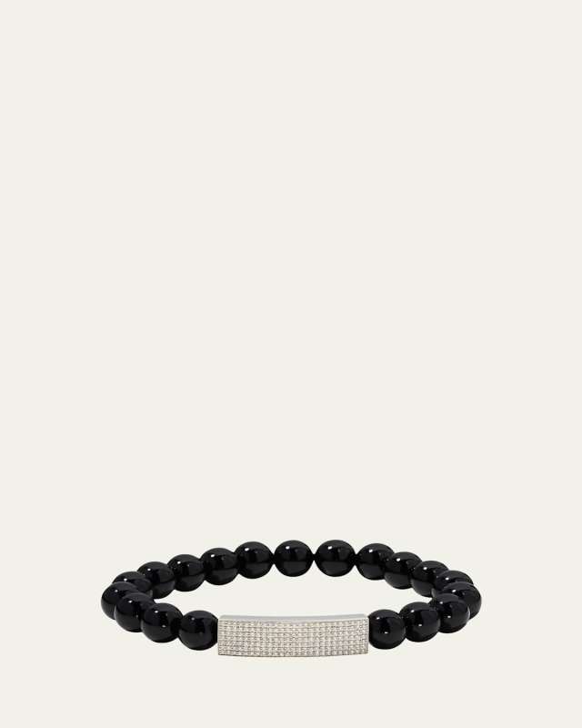 8mm Black Onyx and Diamond Bar Bracelet